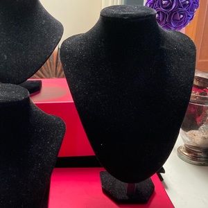 11” high black faux velvet necklace stand